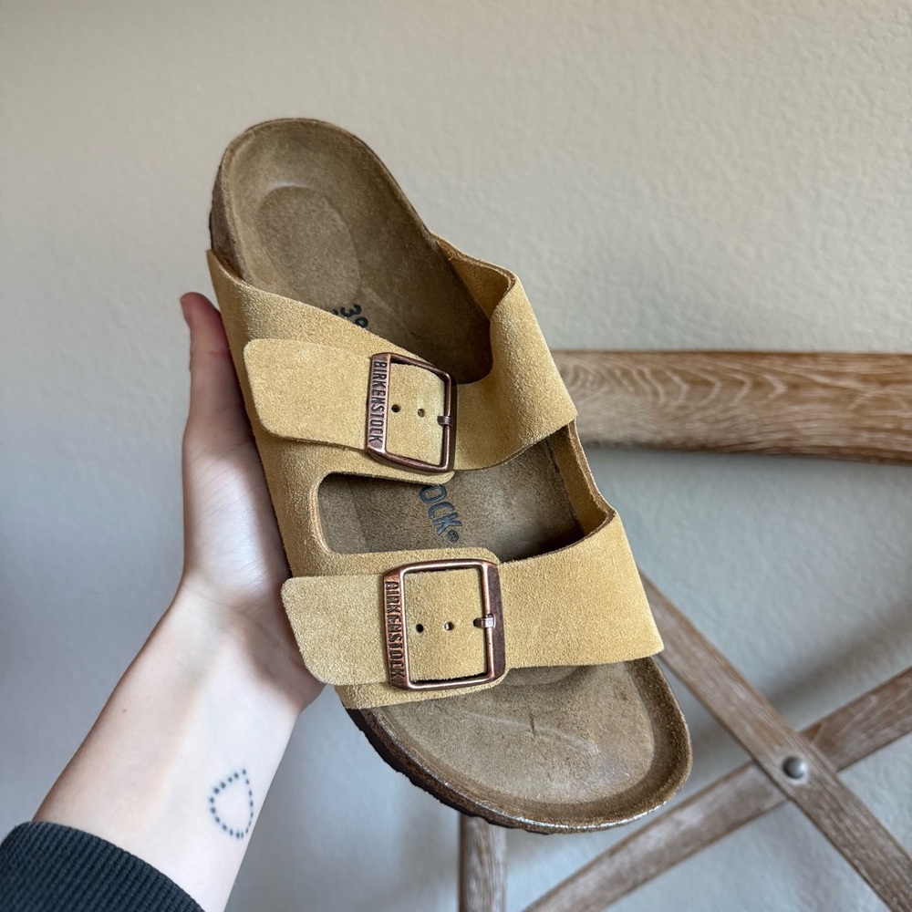 Birkenstock Arizona Suede Leather Sandals latte cream - Picture 6 of 8